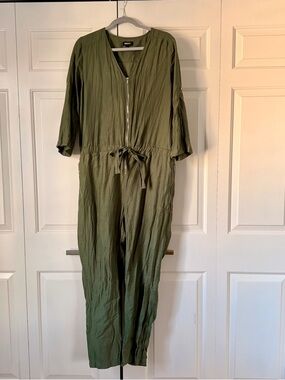 DKNY Olive Green Utility Zip Front Jumpsuit Size 16